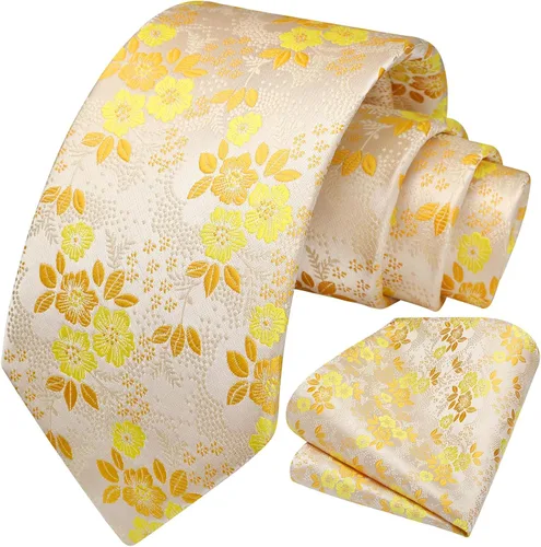 Vista 218 de Corbatas florales tejidas clásicas para hombre, corbata cuadrada de bolsillo, corbatas formales para hombres, boda con pañuelo