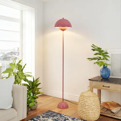 Vista 3 de SUNLLOK Lámpara de pie con maceta para sala de estar, pantalla de cúpula de metal con interruptor de pie, moderna lámpara de pie de lectura