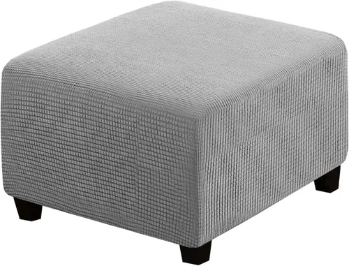 Vista 22 de ADPON Fundas otomanas cuadradas, fundas otomanas, protector de taburete de almacenamiento plegable, parte inferior elástica, tela jacquard de Negro