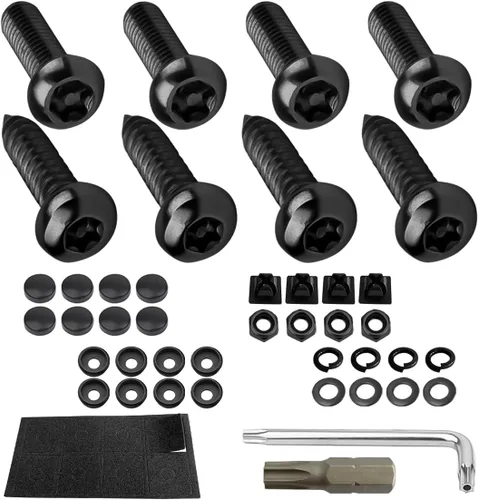 Vista 8 de YALOK Kit de tornillos antirrobo para placa de matrícula, accesorios de montaje de placa de matrícula de acero inoxidable a prueba de manipulaciones