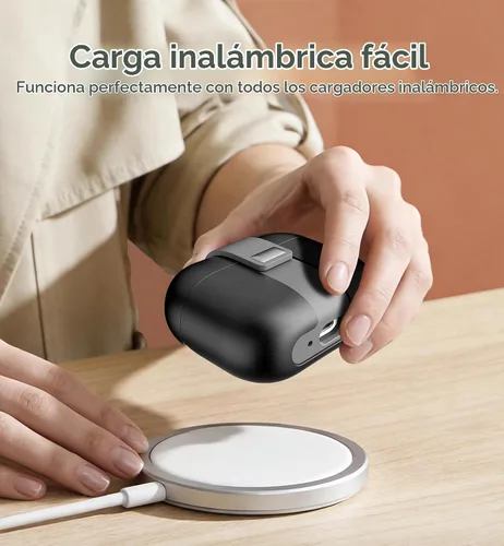 Vista 5 de SURITCH Funda para AirPods Pro 2/Pro, bloqueo magnético, compatible con Airpods Pro de 2ª y 1ª generación, funda protectora resistente con elegante