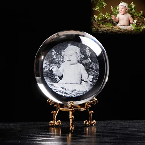 Vista 8 de Bola de fotos de cristal personalizada, bola de cristal con foto personalizada, accesorios de decoración del hogar, esfera de cristal para fotos