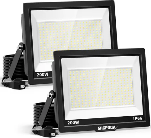 Vista 8 de Luces de inundación de 120 W para exteriores, luz de seguridad LED más brillante de 14400 lm con enchufe, impermeable IP66, reflector de luz diurna