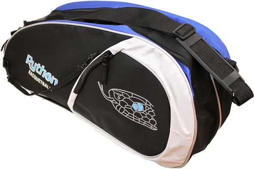 Vista 3 de Python Deluxe "3R" (3 raquetas) Serie de bolsas de raquetbol (negro/azul, negro/rojo, negro/amarillo)