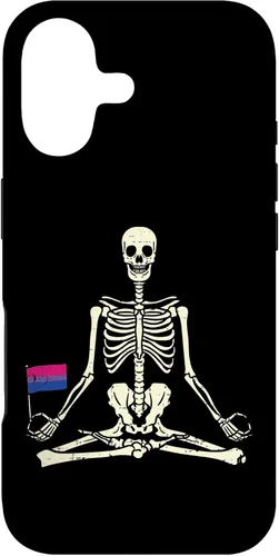 Vista 32 de Funda de regalo para iPhone 13 Pro Skeleton Yoga Namaste Bisexual Pride Flag Yogi LGBTQ Bi