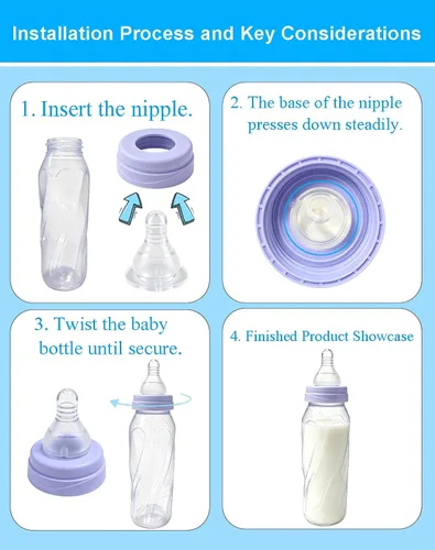 Vista 6 de Tetinas de repuesto compatibles con Evenflo Feeding Classic de plástico tintado estándar y botellas de vidrio clásicas, flujo lento, 3.3 ft+ Blanco