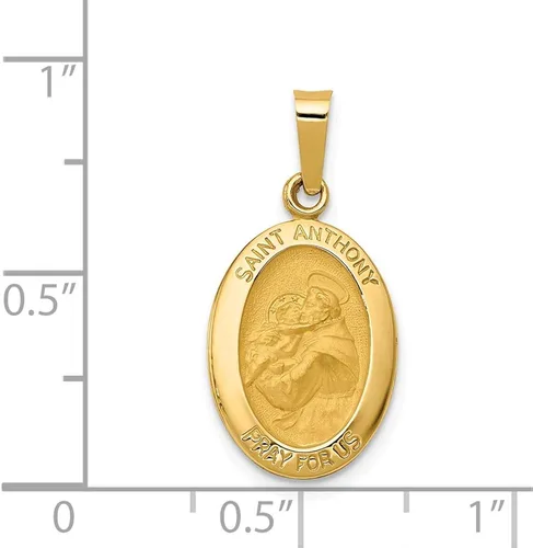 Vista 2 de Jewels By Lux - Medalla de San Antonio pulido y satinado de oro amarillo de 14 quilates