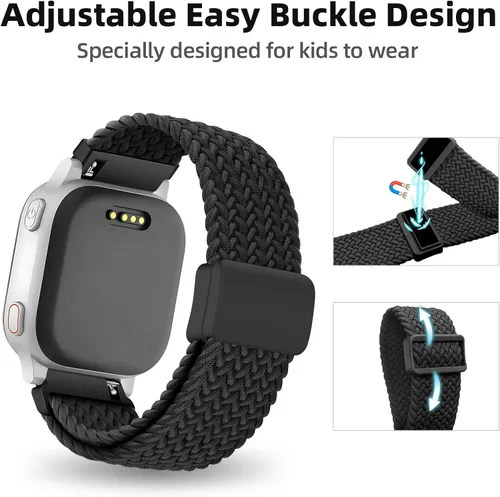 Vista 4 de SimpleThings Correa trenzada compatible con el reloj AT&T amiGO Jr, bandas de nailon elástico suave con hebilla ajustable fácil