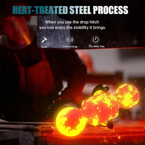 Vista 2 de Enganche de remolque ajustable – Enganche de barra de tracción de caída de aluminio resistente – Se adapta a receptor de 2 pulgadas, caída/elevación