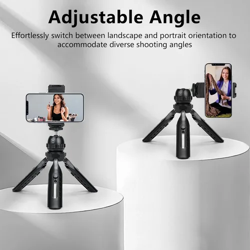Vista 4 de Kit de video multifuncional para teléfono inteligente, con trípode universal de escritorio para teléfono con soportes dobles para teléfono y 4