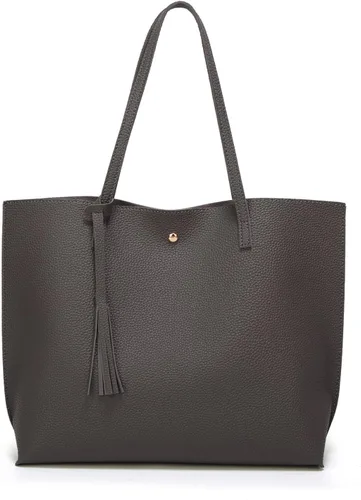 Vista 13 de Dreubea - Bolsa de hombro y de mano de piel sintética suave para mujer, con borla, de gran capacidad