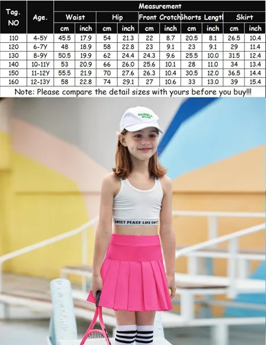 Vista 4 de Arshiner Faldas de tenis para niña con pantalones cortos, falda plisada atlética, falda pantalón de entrenamiento con bolsillos para niños de 4 a 13