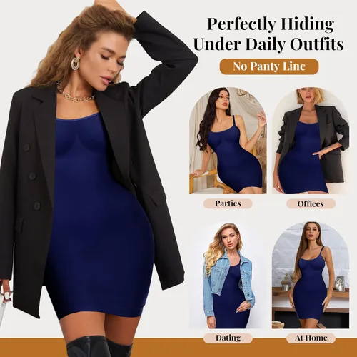 Vista 5 de NaTen Shapewear Full Slips Body Shaper Dress Slip Shapewear Tummy Control Under Dresses Seamless Spaghetti Strap party