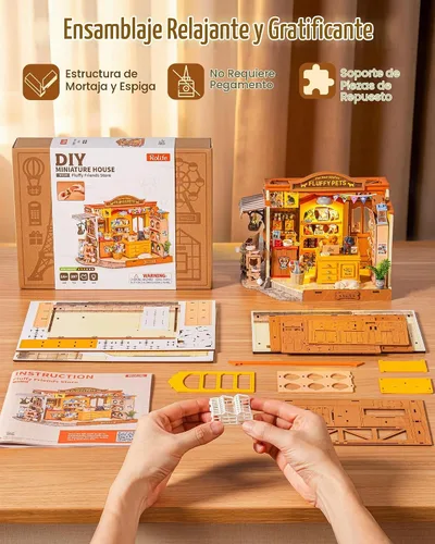 Vista 5 de Rolife Pet Store Kit de casa de muñecas en miniatura, regalo creativo