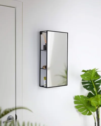 Vista 11 de Umbra Cubiko - Armario de almacenamiento rectangular de metal negro de 24 x 12 pulgadas con 3 estantes