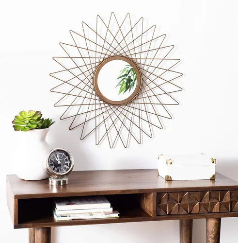 Vista 2 de SAFAVIEH Home Bilsons Gold Sunburst - Espejo decorativo redondo de 23 pulgadas