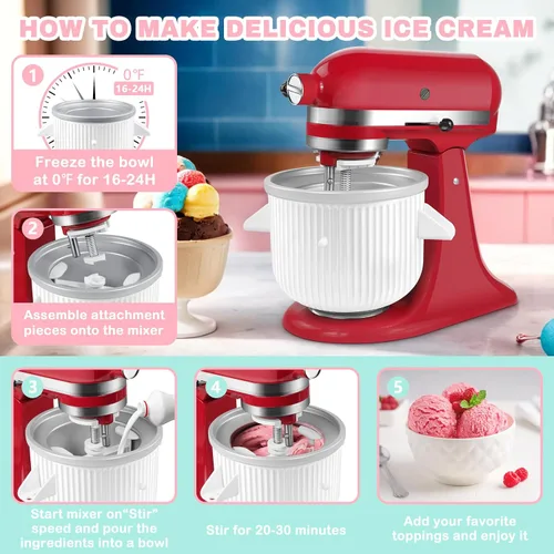 Vista 4 de Accesorio para picadora de carne de acero inoxidable para KitchenAid y máquina de helados para batidora de pie KitchenAid