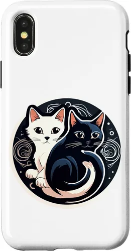 Vista 5 de Funda para iPhone 12 mini Yin Yang Cat Feng Shui Ying Yang Taoísmo Zen Budismo