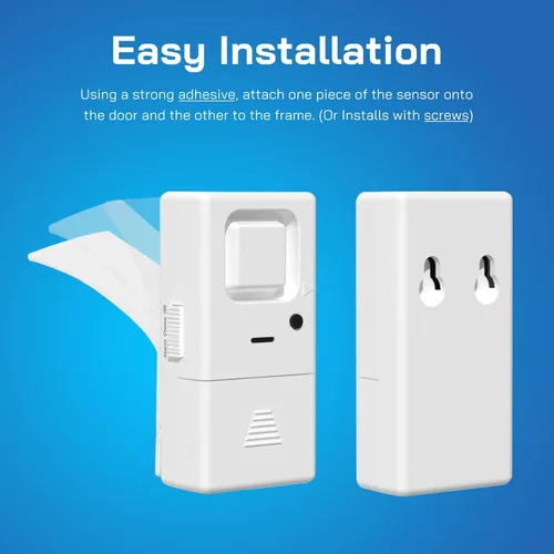 Vista 7 de Alarmas de puerta para seguridad del hogar, paquete de 4 sensores de alarma de ventana con campanilla ajustable Alarma de 110 dB, volumen