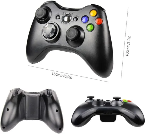 Vista 7 de Etpark Xbox 360 - Controlador inalámbrico para Xbox y Slim 360 PC Windows 7 8 10 24 GHZ color negro