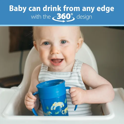 Vista 3 de Dr. Brown's Milestones™ Cheers360™ Taza, azul, de 7 oz (Paquete de 3)