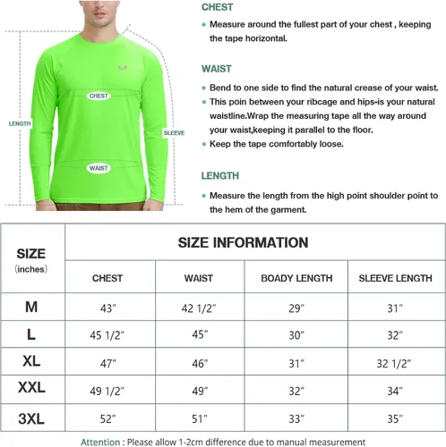 Vista 6 de Corna Men's Long Sleeve Crew Neck T-Shirt Moisture Wicking Performance Athletic Shirts Quick Dry UPF 50+