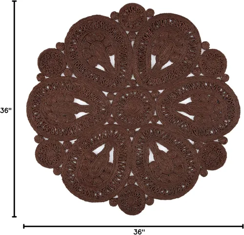 Vista 2 de SAFAVIEH Alfombra redonda de 3 pies, colección de fibra natural, óxido, yute hecho a mano, diseño floral bohemio decorativo (NF360T)
