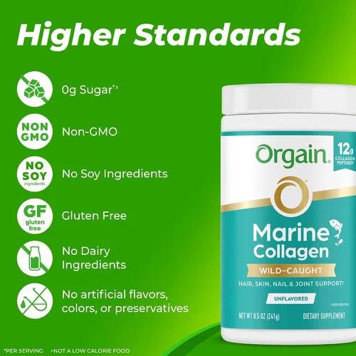 Vista 6 de Orgain - Polvo de péptidos de colágeno marino capturado en la naturaleza para mujeres y hombres, suplemento para el cabello, la piel, las uñas