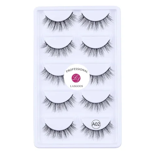 Vista 7 de Pestañas postizas 100% visón siberiano, pestañas falsas 3D, de desorden natural, volumen grueso, pestañas postizas 5 pares/caja, Negro