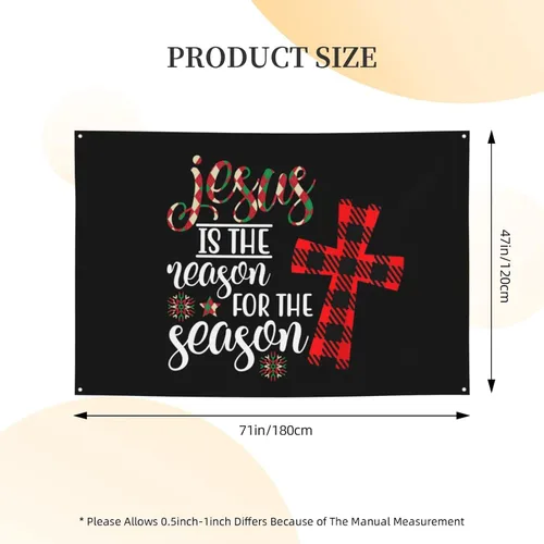 Vista 7 de Cartel de Jesús es la razón de la temporada navideña de 47 x 71 pulgadas, pancarta de fondo para decoración de bienvenida para bodas, fiestas y patio