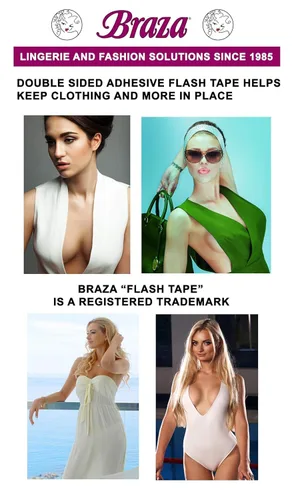 Vista 9 de Braza Flash Tape - Cinta adhesiva transparente de doble cara para ropa, tela y cuerpo - 60 pies