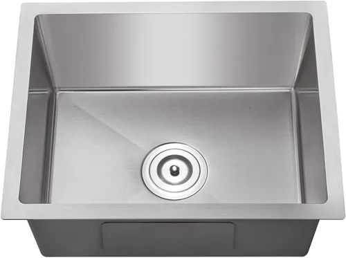 Vista 13 de Fregadero de cocina empotrado de 15 x 15 pulgadas, fregadero de barra de cocina de acero inoxidable T-304 hecho a mano de cuenco único o pequeño