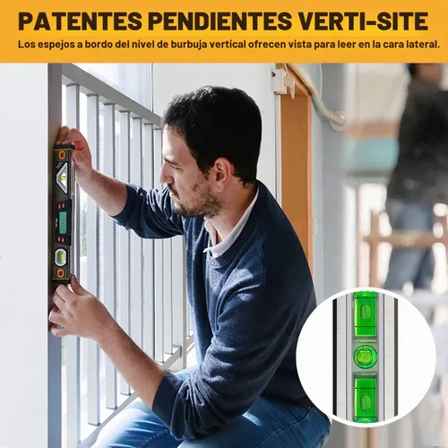 Vista 5 de PREXISO Nivel Digital, 11.5'', Inclinación Angular con Pantalla LCD, Inclinómetro de Burbuja Electrónico de 360°, Burbuja de Nivel Vertical