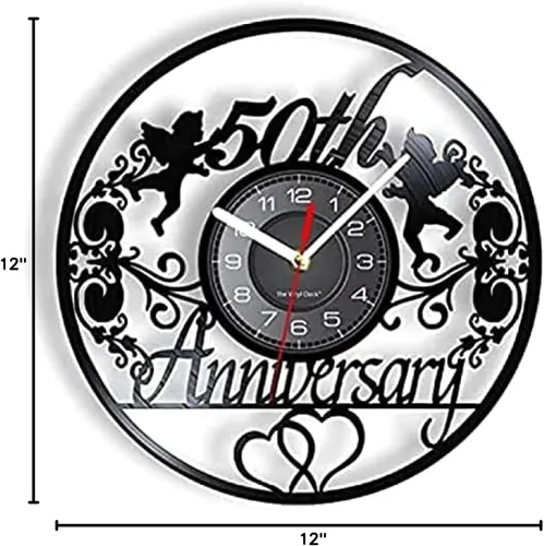 Vista 9 de Reloj de pared 50 aniversario Reloj de pared Ángeles Corona Retro Disco de vinilo Reloj de pared 50 años Matrimonio Boda Regalo de Álbum de Música