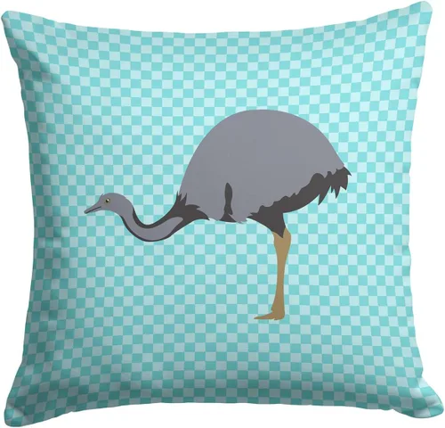 Vista 293 de Caroline's Treasures BB8163PW1414 Beltsville - Almohada decorativa de tela a cuadros pequeños, color blanco, pavo y gallina azul, lavable a máquina