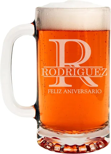 Vista 27 de Taza de cerveza de vidrio con monograma grabado de 16 onzas (letra A), regalos de cerveza personalizados de la A a la Z para hombres, Día del Padre