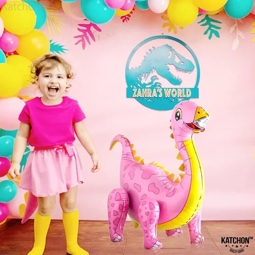 Vista 9 de KatchOn, Combo de globos grandes de dinosaurio rosa, 35 pulgadas, paquete de 3, globos de dinosaurio rosa 3D para fiesta de cumpleaños, globos