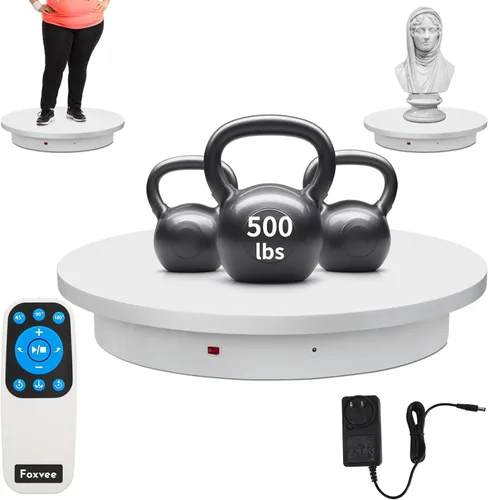 Vista 17 de Tocadiscos motorizados con control remoto, soporte giratorio motorizado resistente, plataforma giratoria ajustable de velocidad, tocadiscos