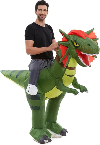 Vista 2 de HSCTEK Disfraz inflable de dinosaurio para adultos, T-rex, velociraptor, triceratops, pteranodon