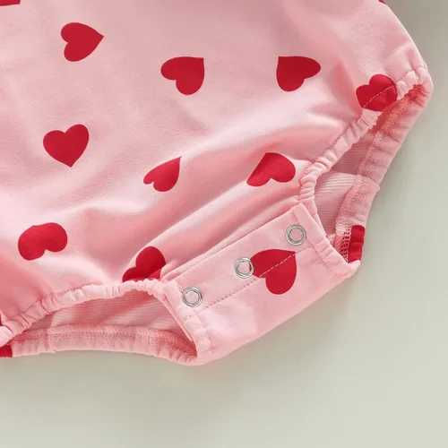 Vista 118 de SOLILOQUY Traje de manga larga con cuello redondo para el primer día de San Valentín para bebé niño y niña, mameluco de corazón de amor