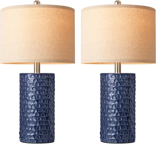Vista 9 de PARTPHONER Juego de 2 lámparas de mesa de cerámica modernas de 23 pulgadas, lámparas de mesa para sala de estar, lámparas de noche rústicas