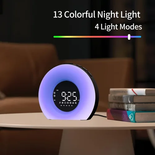 Vista 4 de Reloj despertador con luz de amanecer simulada de amanecer y atardecer 23 sonidos naturales del sueño 13 luces nocturnas de colores alarmas duales