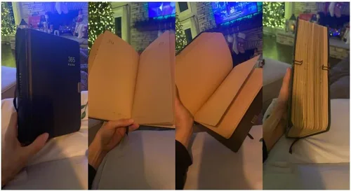 Vista 7 de 365 Day A5 Kraft Paper Hardcover Journals Notebook with Lock 1-Year Journal A Page A Day Daily Diary Scrapbook Numbered Blank Page Sketchbook