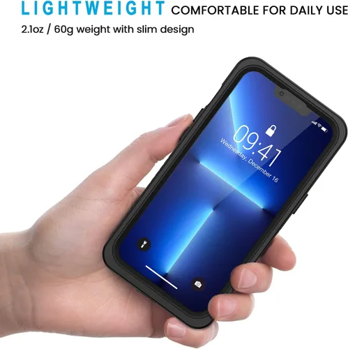Vista 2 de Lanhiem Funda para iPhone 13 Pro Max, IP68 impermeable a prueba de polvo a prueba de golpes con protector de pantalla, cubierta frontal y trasera