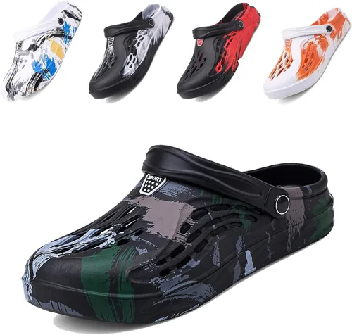 Vista 23 de CYian Zuecos clásicos para hombre y mujer, ligeros, sin cordones, pantuflas de playa, zuecos de jardín