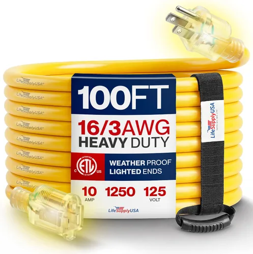 Vista 14 de Cable de extensión de 3 pies para exteriores/interiores, calibre 10/3, ultra resistente, SJTW, resistente al agua, certificación ETL, cable