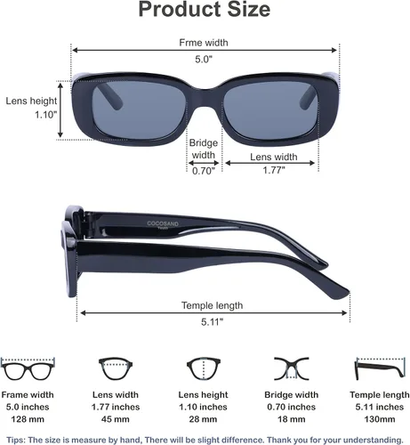 Vista 6 de COCOSAND Lentes de sol polarizados para niños, retro, rectangulares, hipster, para adolescentes, jóvenes, niños y niñas de 8 a 12 años