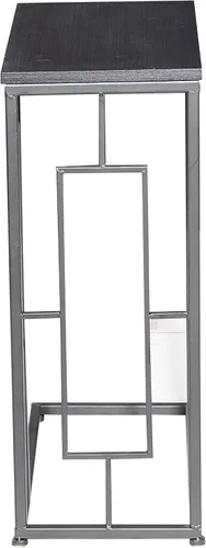 Vista 7 de Deco 79 Mesa auxiliar de metal en forma de C con base de metal negro, mesa auxiliar de 19 x 10 x 26 pulgadas, color negro