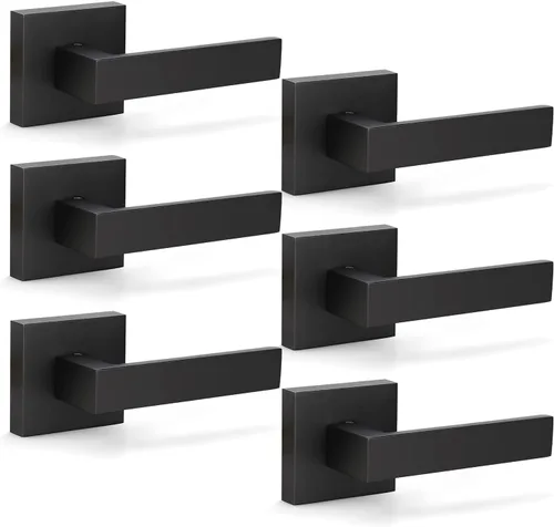 Vista 26 de KNOBWELL - Paquete de 1 manija para puerta delantera con llave y cerradura, manijas de palanca negras para puerta exterior, juego de cerradura