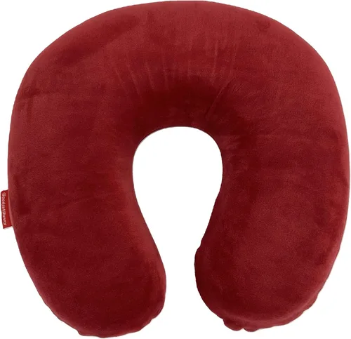 Vista 2 de Bookishbunny Almohada de viaje en forma de U de espuma viscoelástica suave para reposacabezas (borgoña)